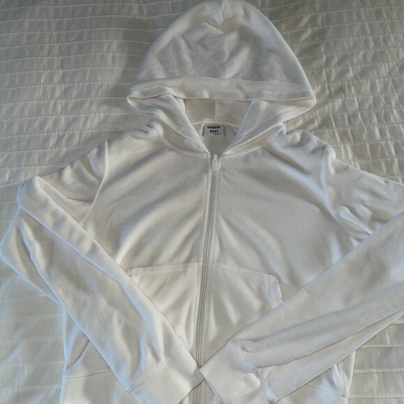 Sunday Best White Zip Up Hoodie Size Medium - Picture 2 of 6